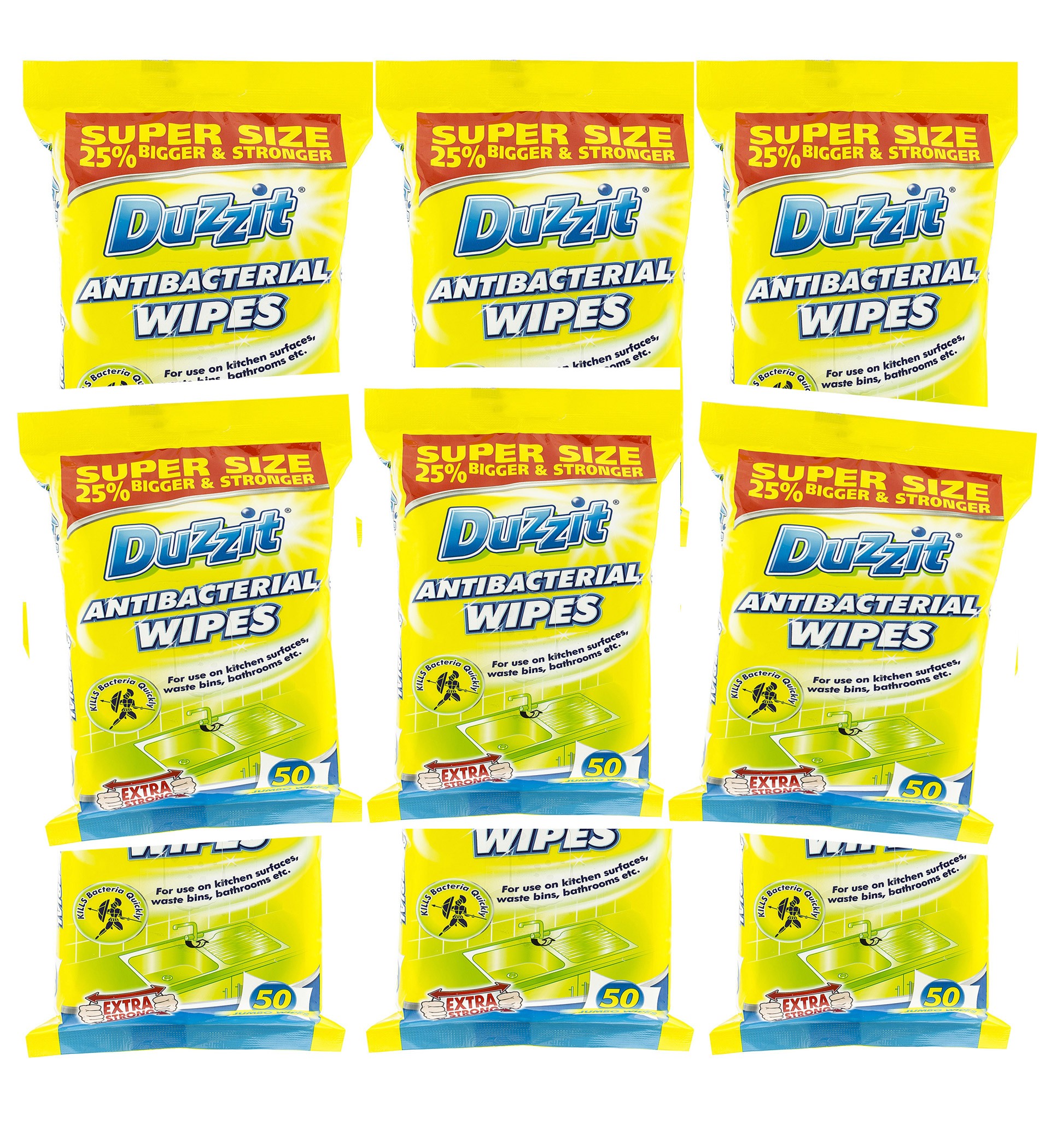 12 x Duzzit Antibacterial Wipes 50 x Pack