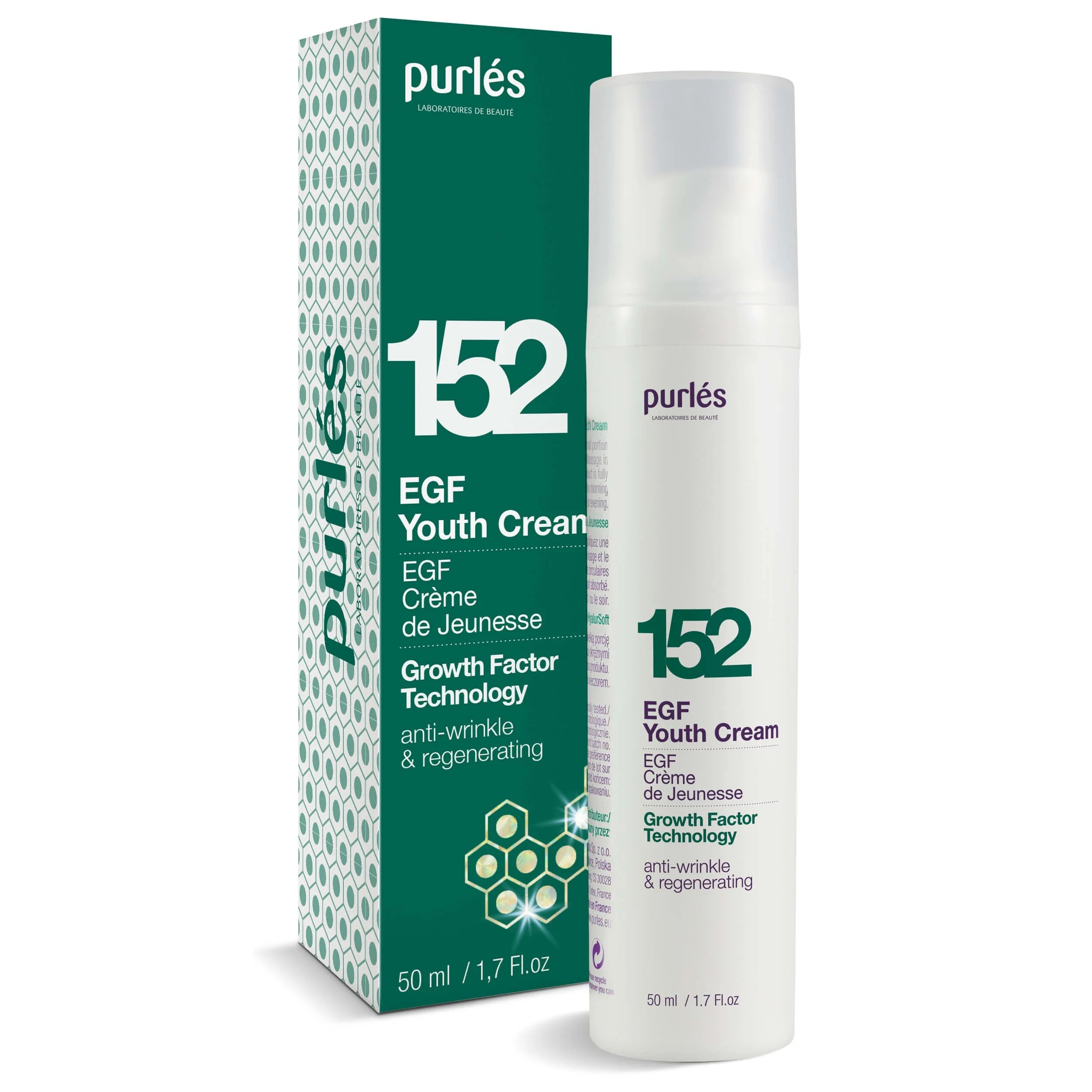 Purles 152 Growth Factor Technology EGF Youth Cream Intensive Regeneration & Anti Wrinkle Formula 50ml