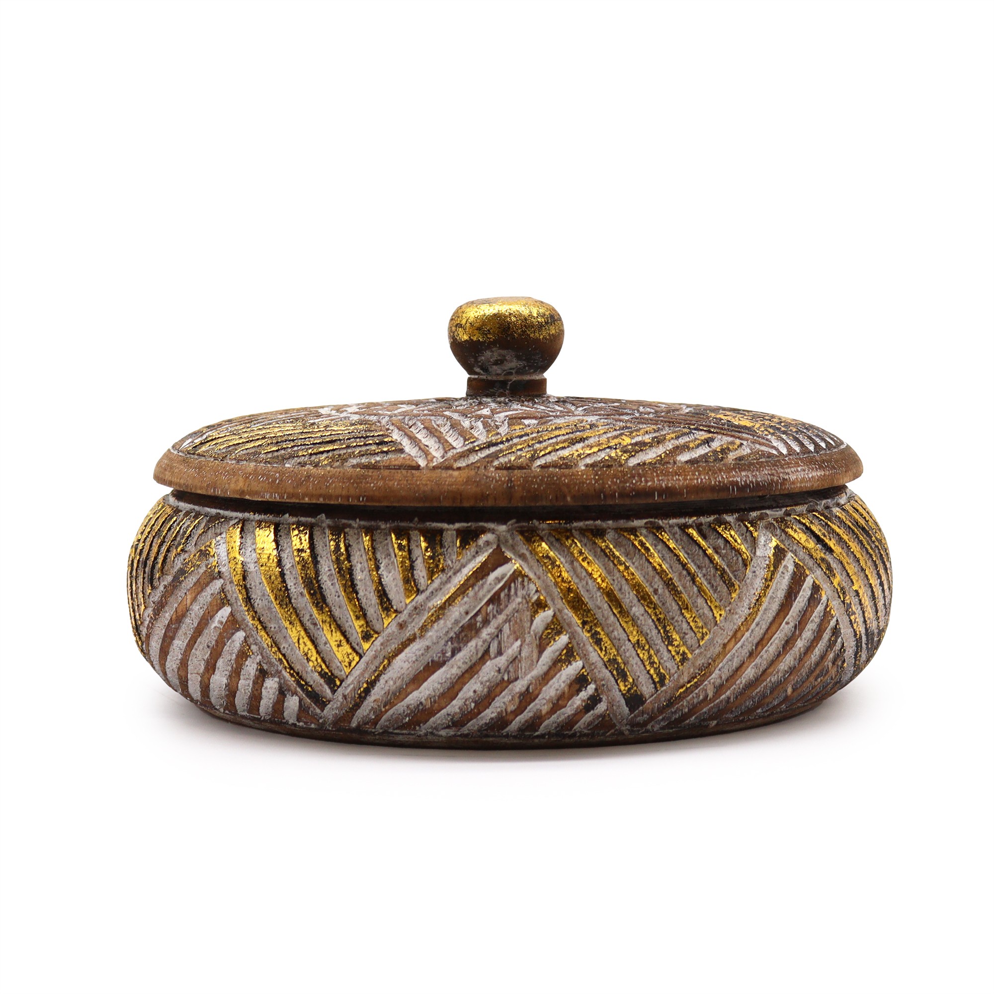 Wooden & Gold Trinket Jar