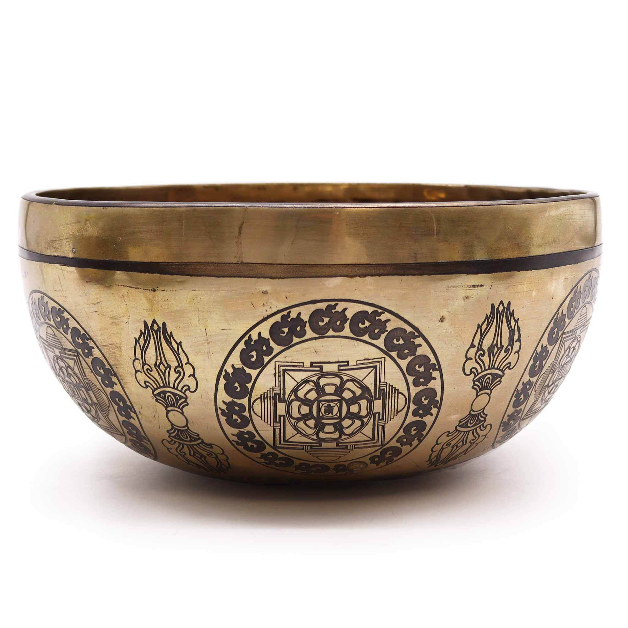 5 Buddhas Healing Engraved Bowl 21cm