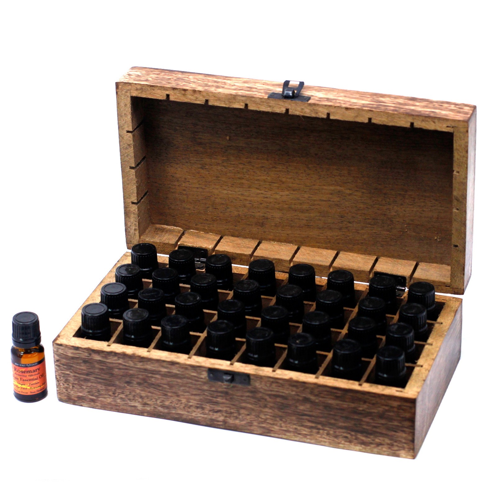 Aromatherapy Carved Wooden Box- 32 Essential Oils Set