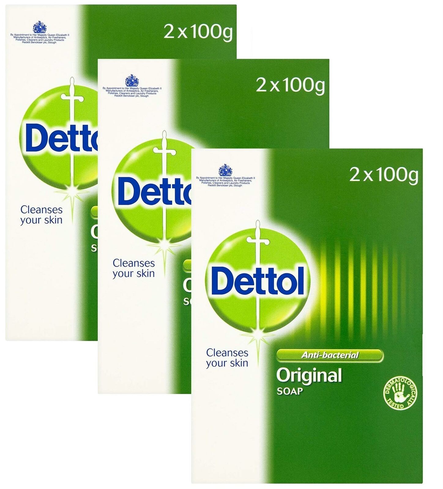 3 x Dettol Twin Pack Anti-Bacterial Soap100g each