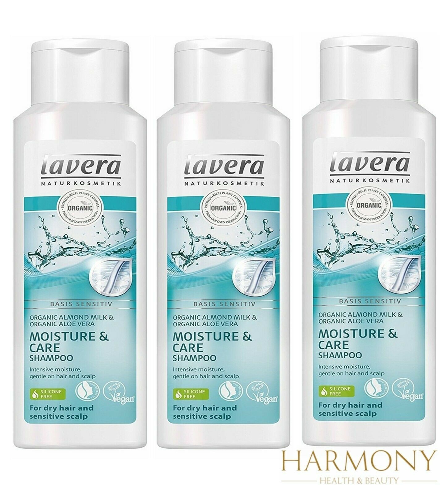 3 x Lavera Basis Sensitive Moisture & Care Shampoo