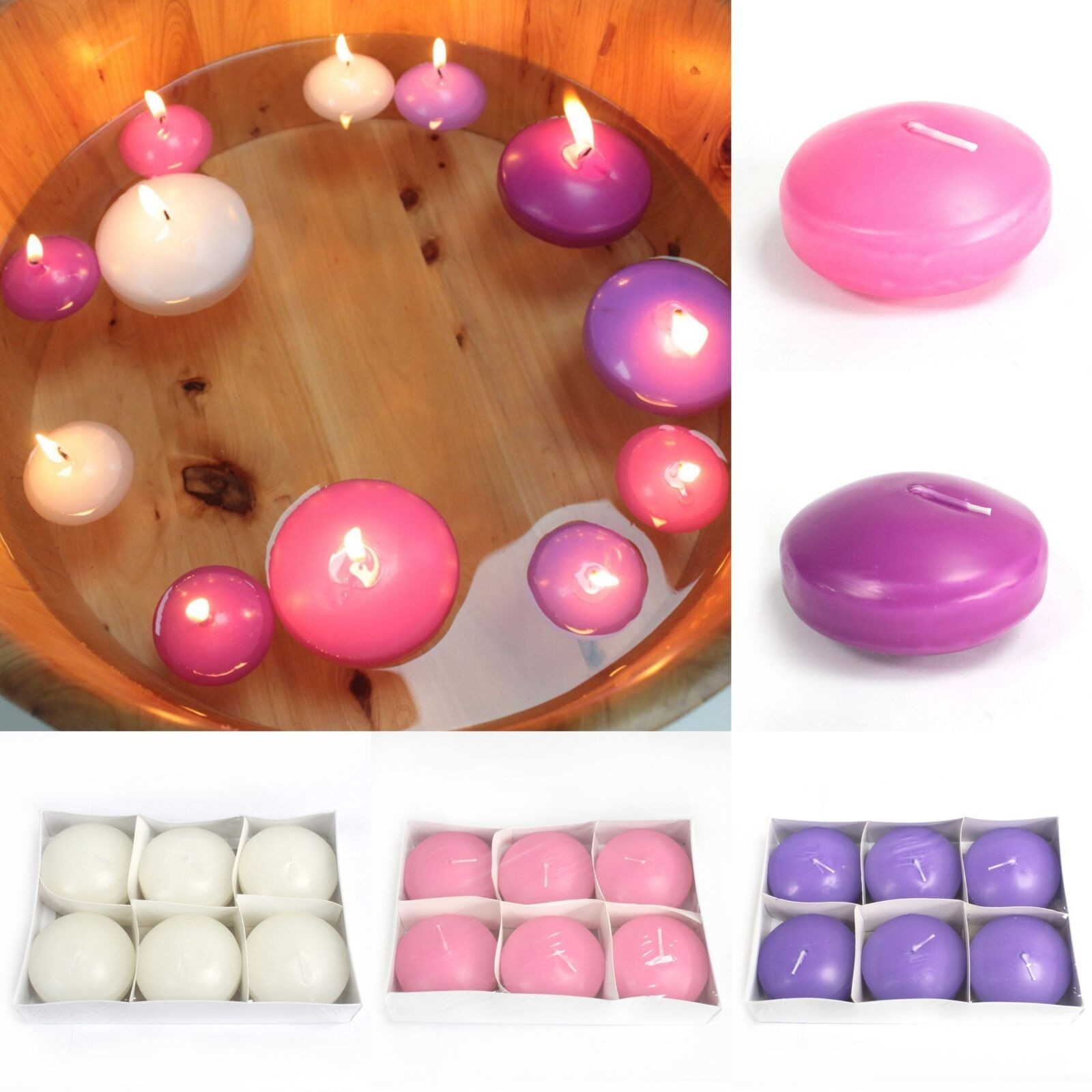 6 x Large Floating Candles  