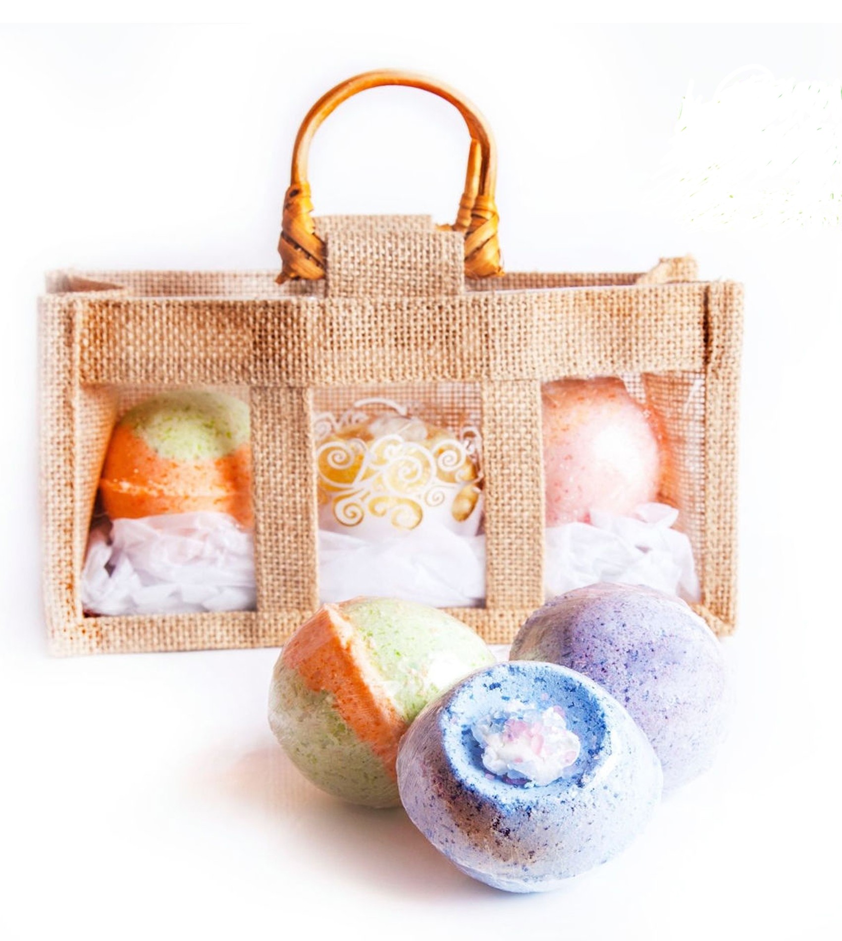 Organic Bath Bombs Jute Bag Set