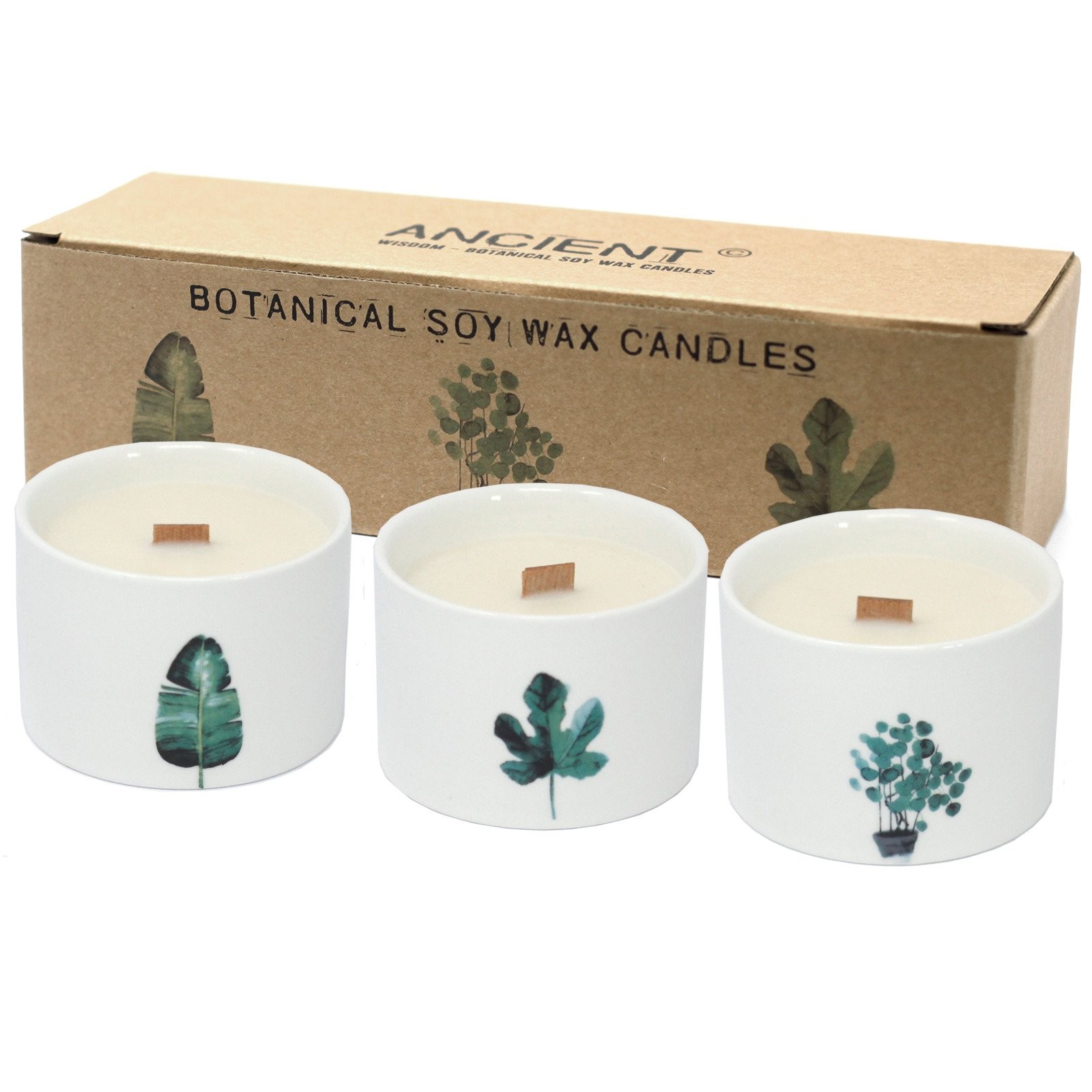 Botanical Wooden Wick Soy Candle Set 