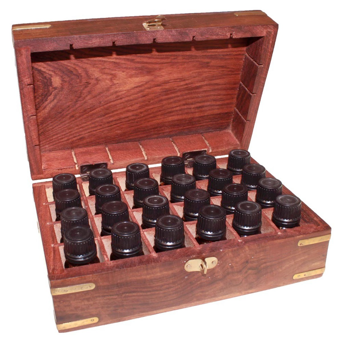 Aromatherapy Carved Wooden Box- 24 Essential Oils Set