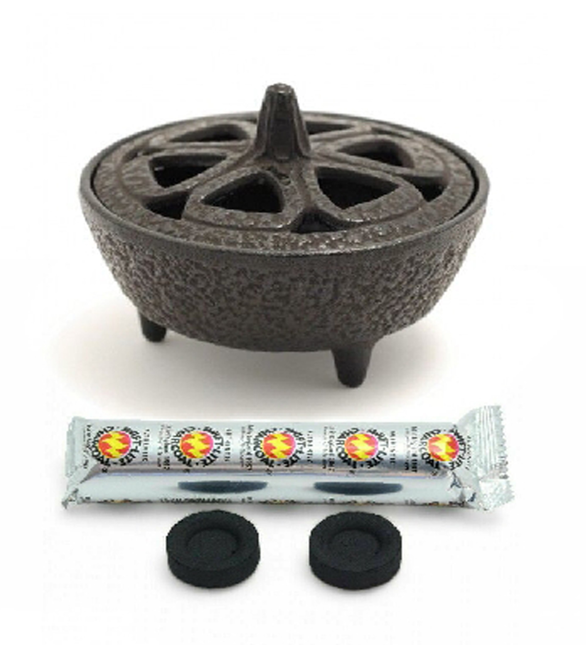 Cast Iron Lotus Incense Bowl & Charcoals 