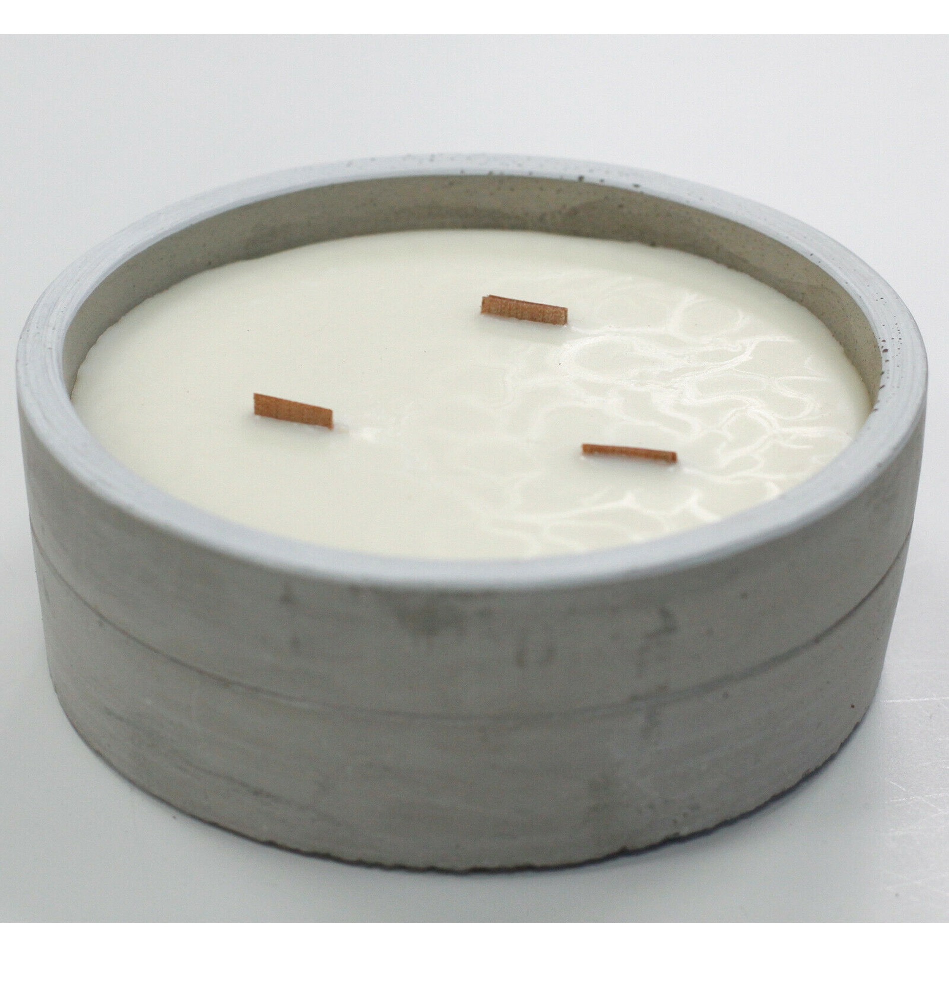 Aromatherapy Wooden Wicks Concrete Round Candle 