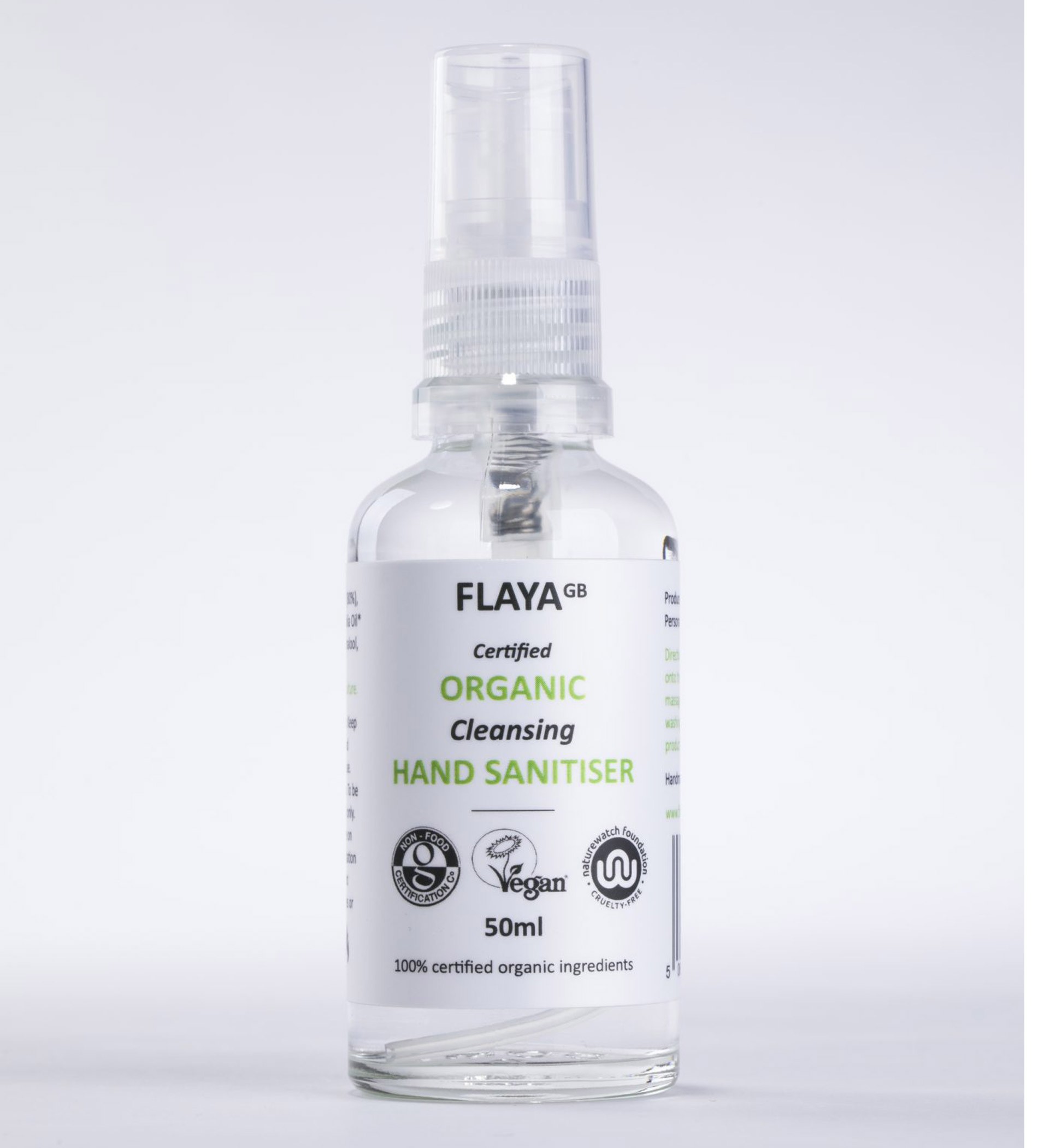 Flaya Organic Certified Cleansing Hand Sanitiser Vegan