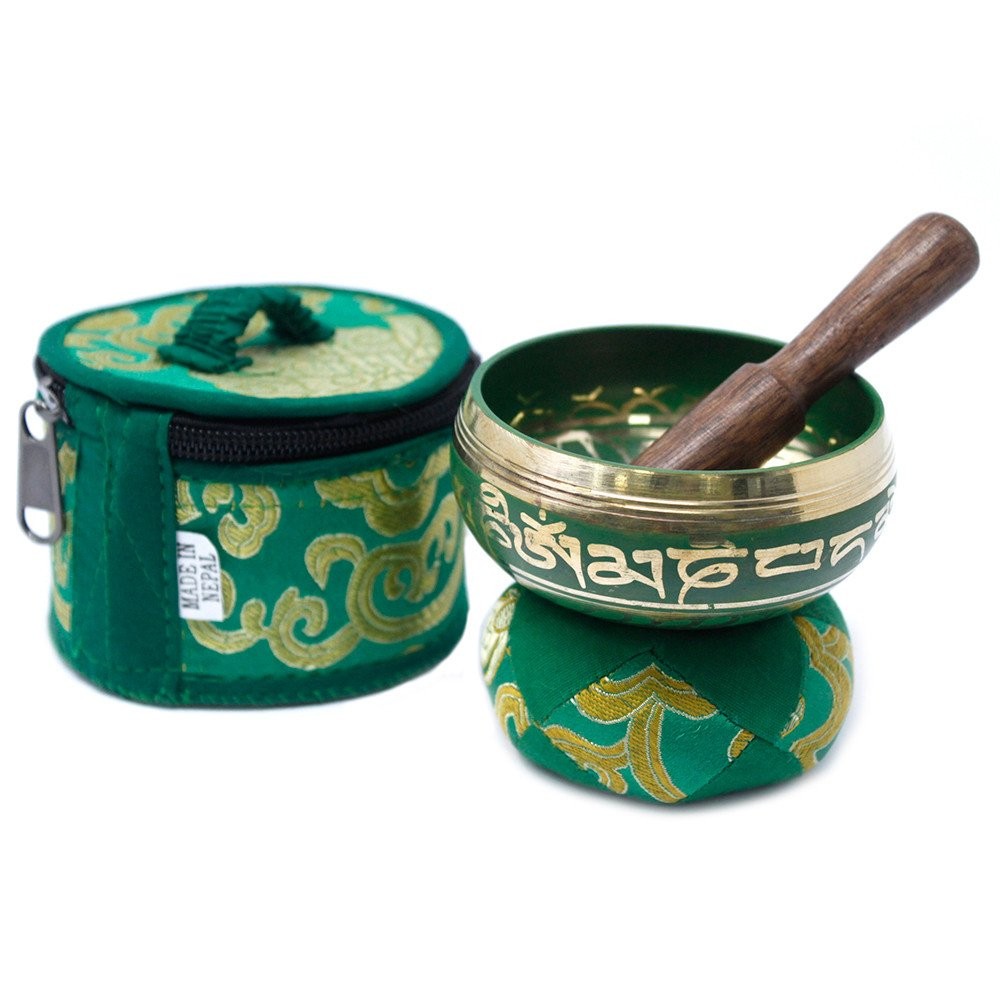 Green Tibetan Singing Bowl Set