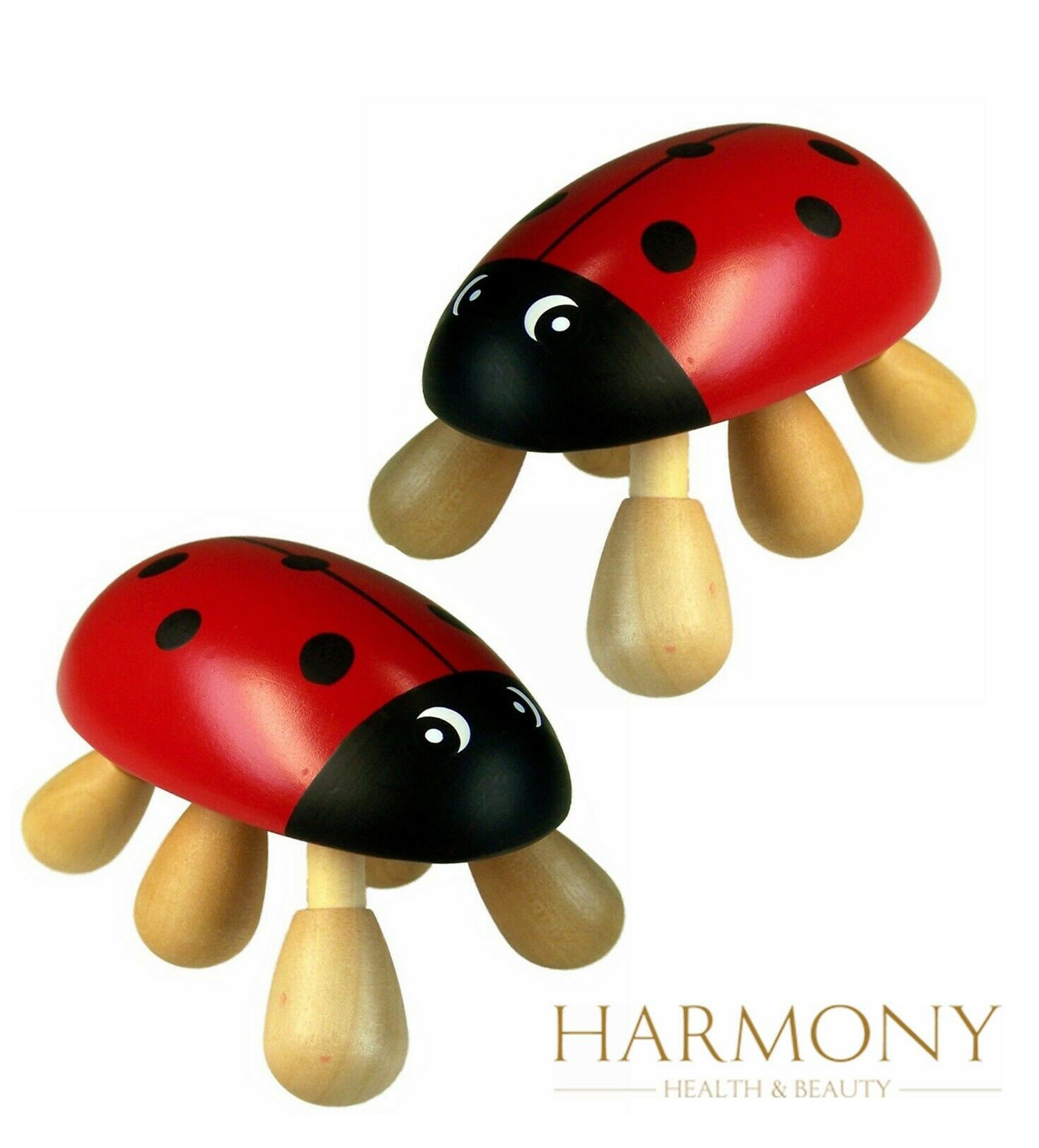 2 x Ladybird Hand Held Wooden Massager 