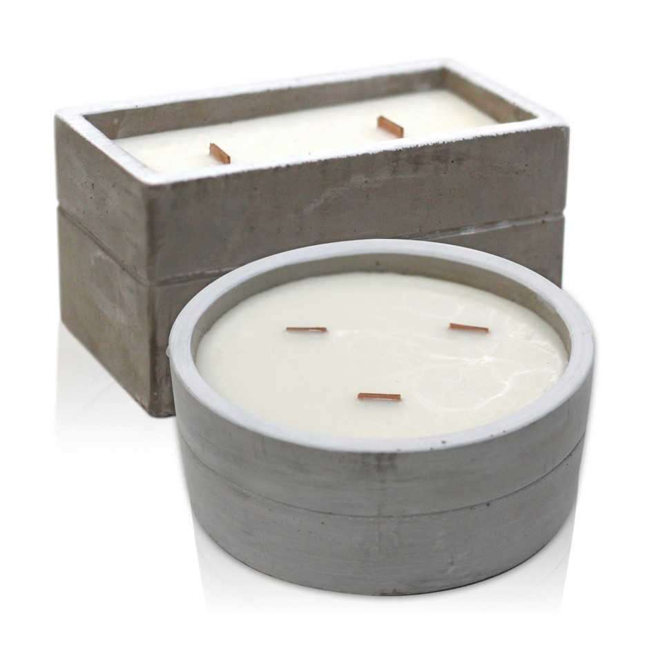 Aromatherapy Wooden Wicks Concrete Candle Set 
