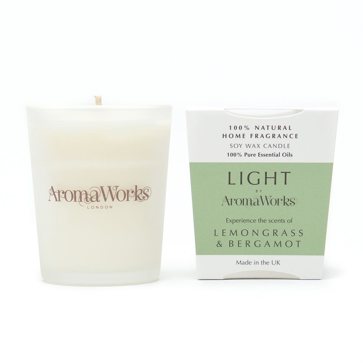 Aromaworks Light Range Lemongrass & Bergamot Candle 10c