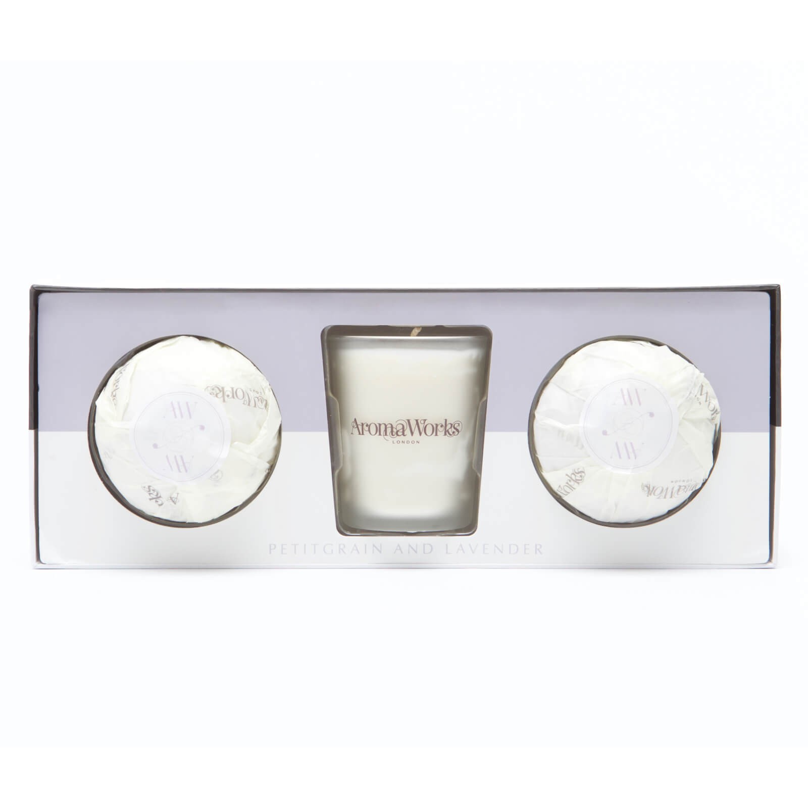 Aromaworks Light Range Petitgrain & Lavender Candle Mini AromaBomb Gift Set