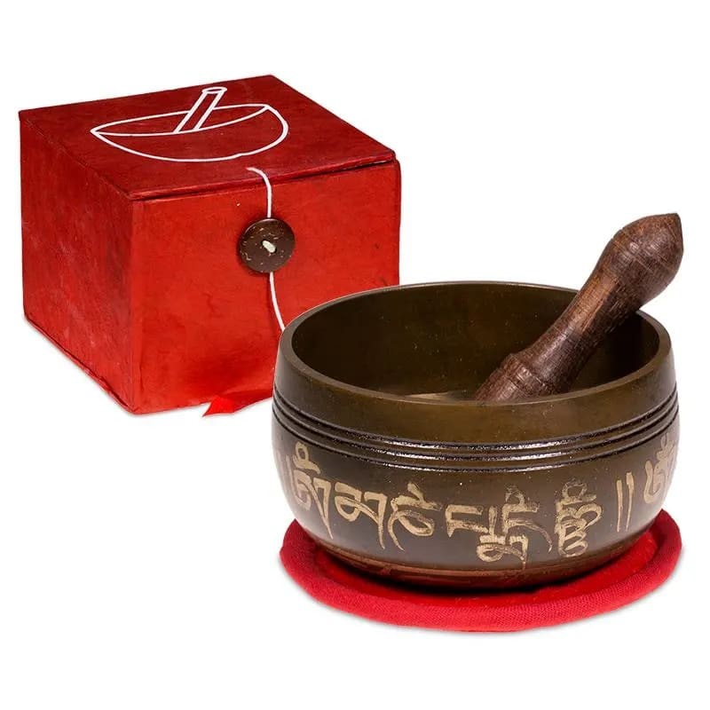 Tibetan Singing Bowl Ohm Red Gift Set