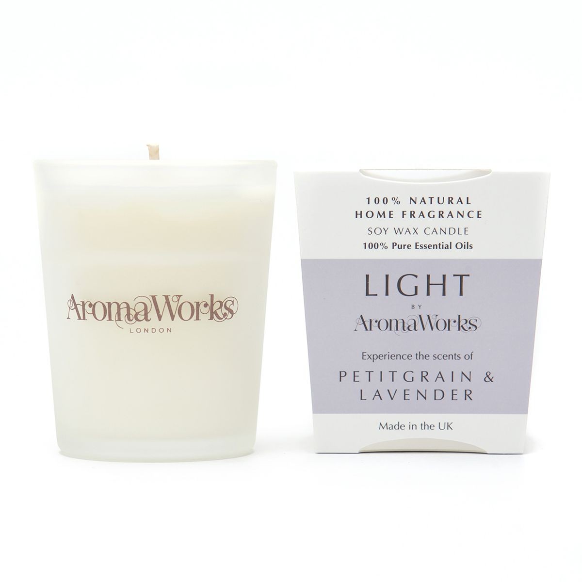 Aromaworks Light Range Petitgrain & Lavender Candle 10cl