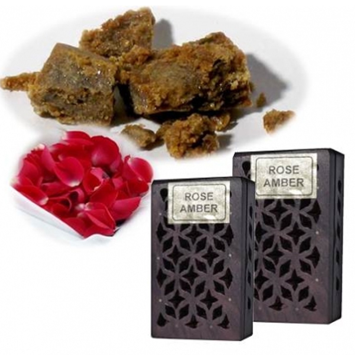Incense Resin Rose & Amber in Wooden Box