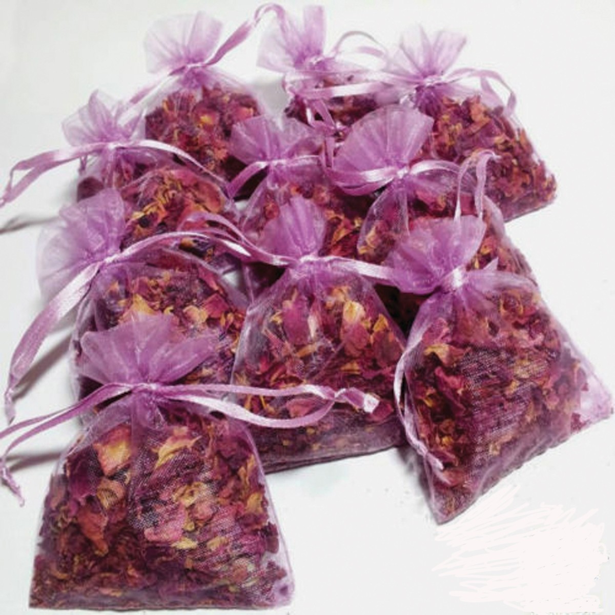 Dried Small Rose Petals in Organza Bag