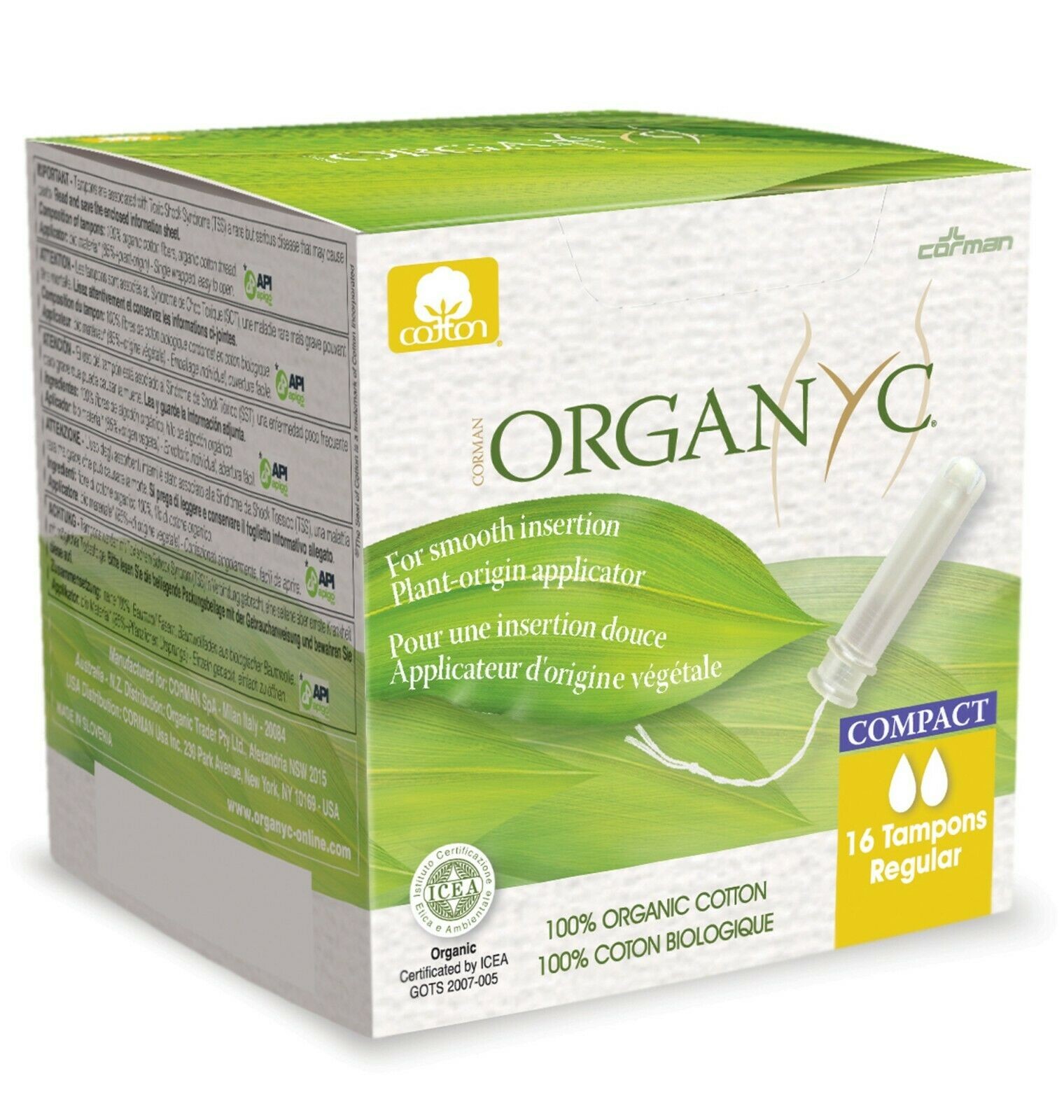 Organyc Compact Tampons Regular with Applicator Organic Cotton 16 x pack