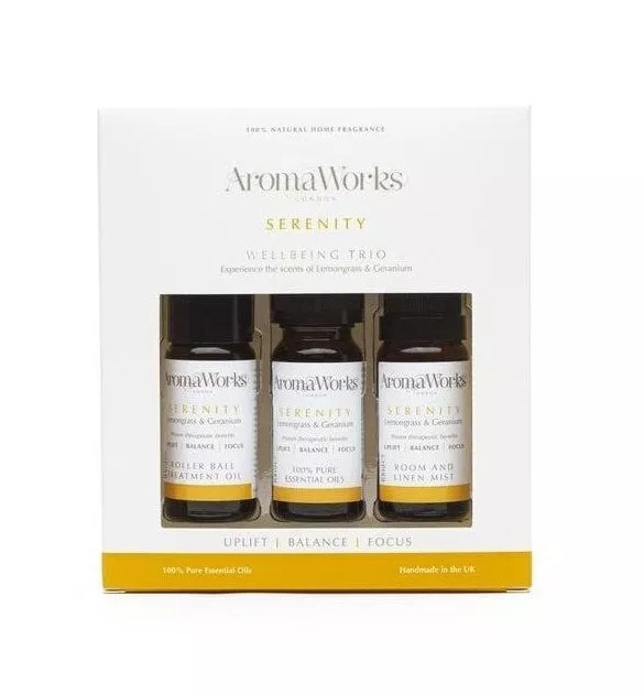 Aromaworks Serenity Wellbeing Lemongrass & Geranium Oils Trio