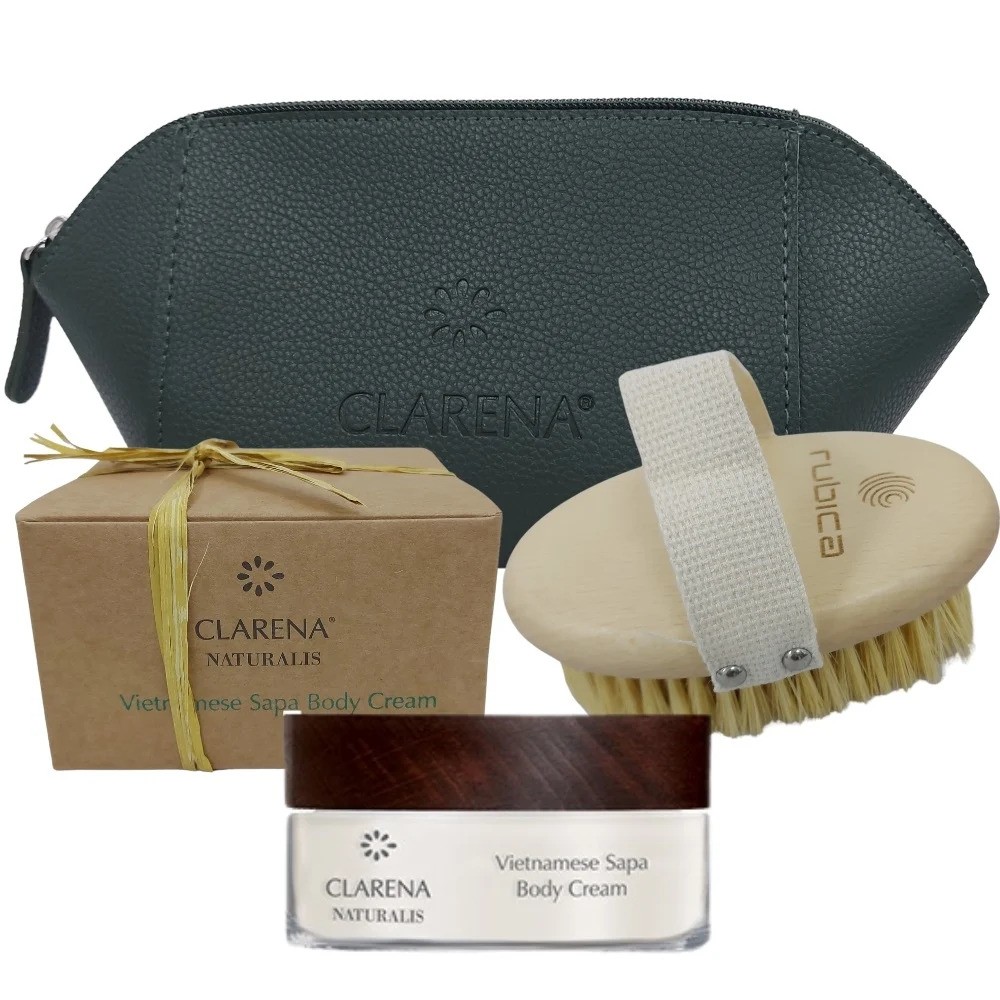 Clarena Vietnamese Sapa Body Cream Massage Brush Gift Bag Set