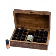 Aromatherapy Carved Wooden Box 24 Essential & Base Oil Set 