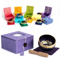 7 Tibetan Chakra Singing Brass Bowls Gift Set