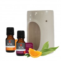 Soil Ceramic Burner & Organic Essential Oil Set