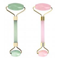 Gemstone Rose Quartz & Jade Face Rollers Set