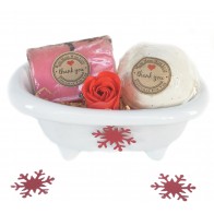 Ceramic Rose & Vanilla Bath Gift Set