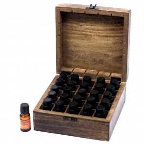 Aromatherapy Carved Wooden Box - 25 Essential Oils Set