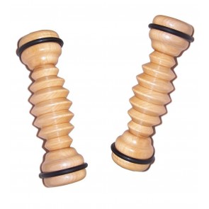 2 x Wooden Ribbed Foot Massage Roller 
