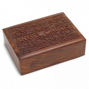 Hand-Carved Sheesham Wood Angel Card Box