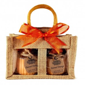 Scented Candles In Jute Bag Set