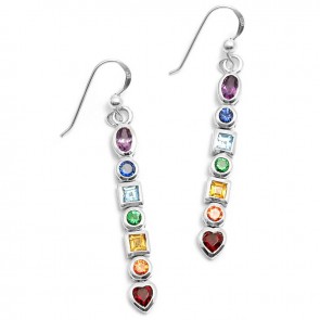 Peter Stone Chakra Earrings Faceted Crystals (Sterling Silver) 