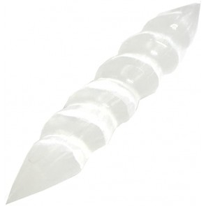 Selenite Spiral Wands Point Both Ends 16 cm